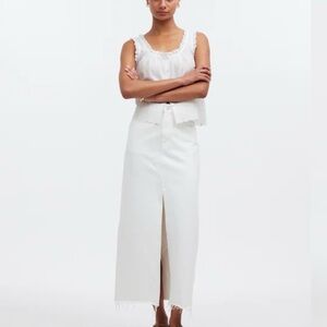 Madewell The Rilee Denim Midi Skirt NWT - White Size 18